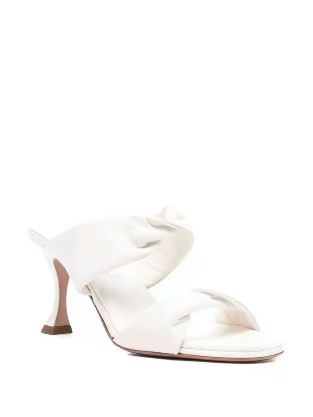 Aquazzura 80mm Twist Leather Sandals in White Size 6.5